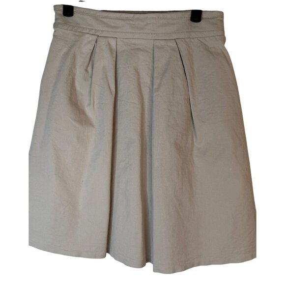 ZARA Size Small Beige Pleated A-Line Skirt S 98% Cotton 2% Elastane - Picture 2 of 13